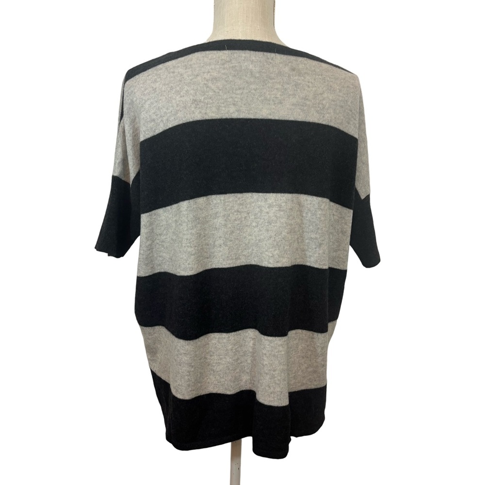 Design History Pure Cashmere Lux Gray Black Stripe Sweater Size S Oversized - Picture 2 of 9